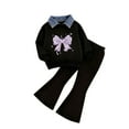 thumbnail image 6 of KyCheLot Girl's 2 Piece Outfits Print Lapel Collar Sweatshirts and Long Flare Pants Matching Set Activewear 2-8 Years, 6 of 6