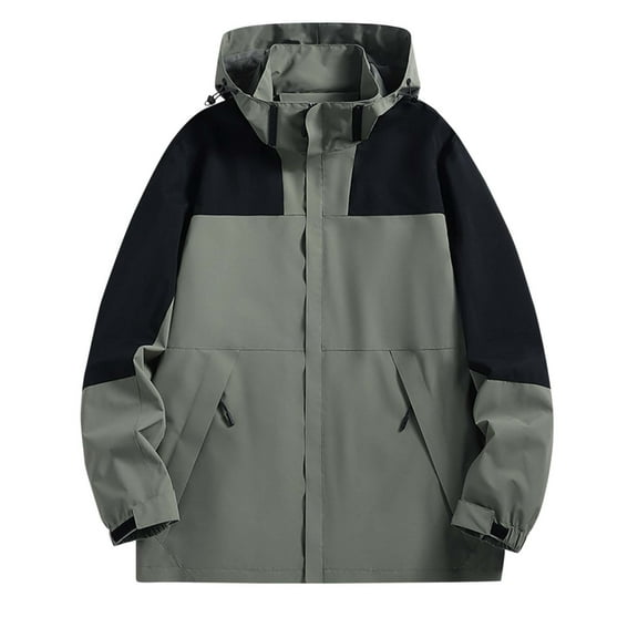 Xzbqbs Mens Lightweight Windbreaker Rain Jacket Waterproof Winter Work Coat with Detachable Hood for Hiking Fishing Activewear
