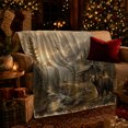 thumbnail image 3 of Rustic Wilderness Cabin Life, Peaceful Mountain Lake Scene, Warm Flannel Blanket for Cabin and Lodge with Detailed Artwork, Outdoor Lovers Camping Gift, Rustic Home Decor, 3 of 9