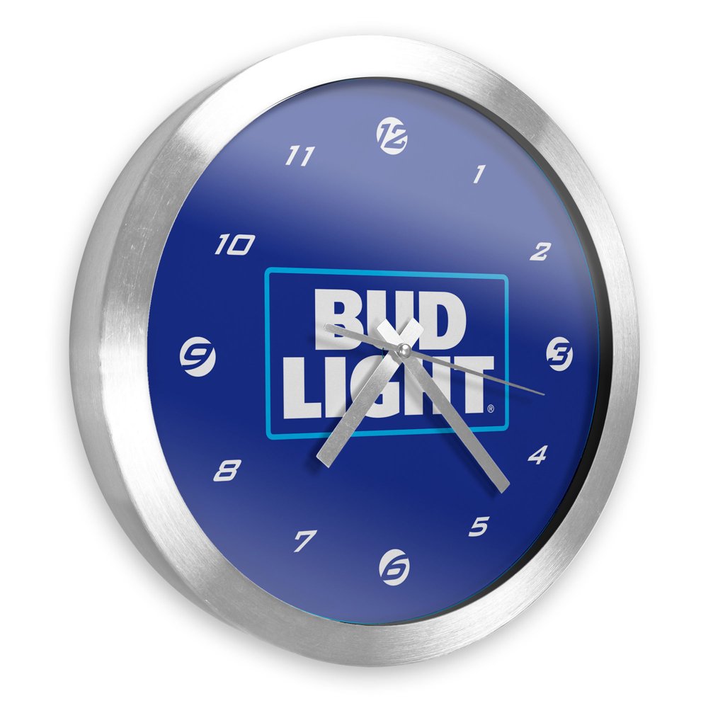 Bud Light 12 Inch Brushed Aluminum Wall Clock