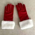 thumbnail image 5 of Sunvit-Panties Womens Christmas Gloves, Santa Style Red Gloves with White Plush Cuffs, Free Size Stretch Polyester Spandex Gloves for Holiday Party Cosplay Decoration, 1 Pair,Size Free Size, 5 of 5