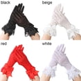 thumbnail image 2 of Fashion Chiffon White Marriage Party Bride Mittens Driving Gloves Bow Lace Gloves WHITE, 2 of 8