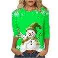 thumbnail image 2 of UPPADA Womens Merry Christmas 3/4 Sleeve Shirt Christmas Tree Print Blouses Great Gifts Winter Holiday Top Christmas Matching Outfit Green,M, 2 of 5