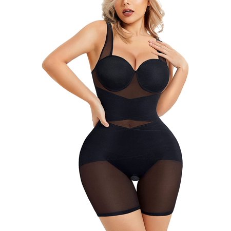

Junlan Body Shaper for Women Tummy Control Bodysuit With Built in Bra Slimming Shapewear Mid Thigh Sexy Bodycon Jumpsuit Top