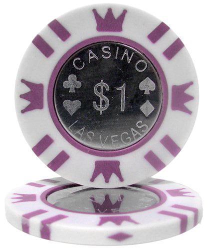 25 ct White/Gray $1 One Dollar "Hi Roller" Series 14g Poker Chips Laser Graphics 