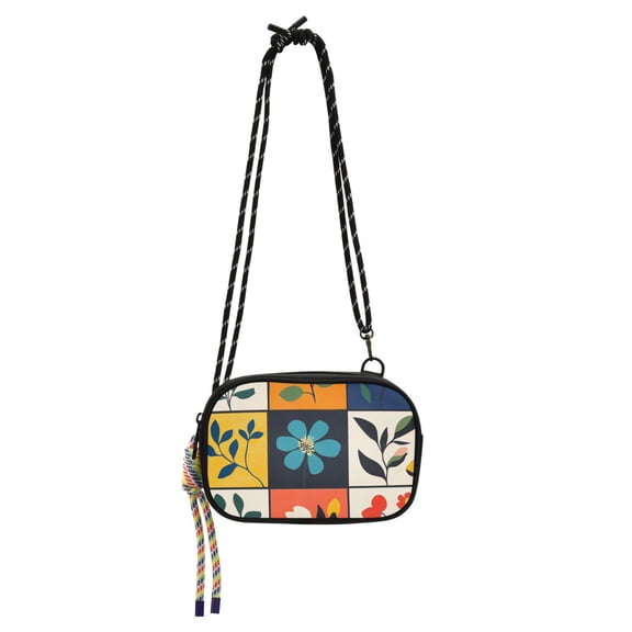 FORMRS Mini Crossbody Bag for Women Adjustable Shoulder Rope Travel Casual Phone Purse, Floral Patterns