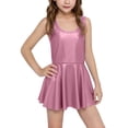 thumbnail image 3 of YOUYEDIAN Carnival Girls Pleated Mini Dress Kids Sparkly Shiny Metallic Sleeveless Dance Dress Ballet Dancewear Gymnastics Outfits (Hot Pink, 8-9 Years), 3 of 5