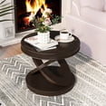 thumbnail image 5 of FFZ Retro Round Wooden End Table, Sofa Side Table with X-shape Base for Family Dining or Living Room. Espresso, 5 of 6