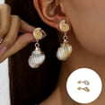 thumbnail image 2 of Lerpwige Elegant Conch Shell Dangle Earrings Hypoallergenically Zinc Alloy Accessories For Sensitive Skin Lightweight Jewelry, 2 of 7