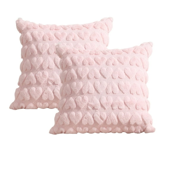 Hxlamzoo Valentines Day Pillow Covers 18 ×18 Set of 2 Valentines Day Decoration Heart Embroidered Soft Plush Faux Fur Jacquard Throw Pillows Covers Decorative Pillow Covers for Couch, Bed