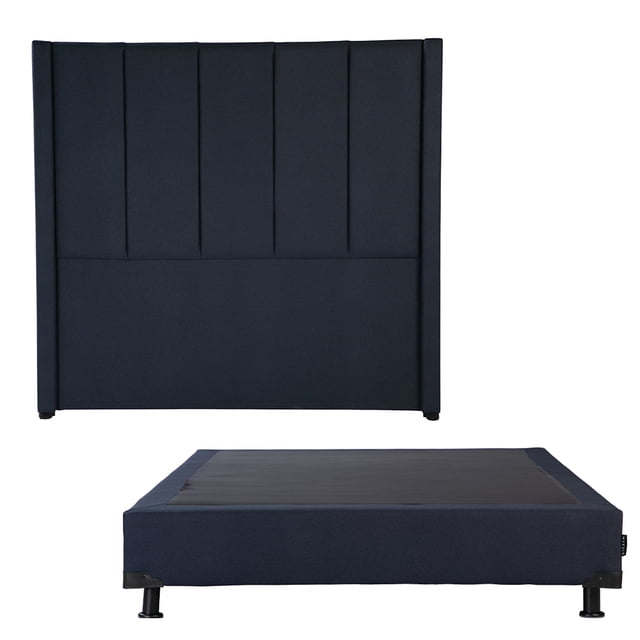 Box Base Cama Queen Size + Cabecera Nizza Azul