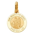 thumbnail image 3 of 14K Yellow Gold Our Guardian Angel Protect Us Charm Pendant with 1.2mm Flat Open Wheat Chain Necklace, 3 of 5