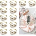 thumbnail image 1 of Juego de 12 servilleteros de perla, porta servilletas dorados para ocasiones formales o informales., 1 of 5