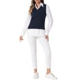 thumbnail image 2 of INSPIRE CHIC Women's Pullover Knit Sweaters Solid Color V Neck Sleeveless Sweater Vests M Dark Blue, 2 of 6