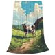 thumbnail image 2 of Balery Prairie Pasture Cow Manta de Felpa Suave y Acogedora – Cobija de Franela Aterciopelada para Cama, Lavable y Cálida para Sofá, Mascotas, Transpirable-40"x30", 2 of 7