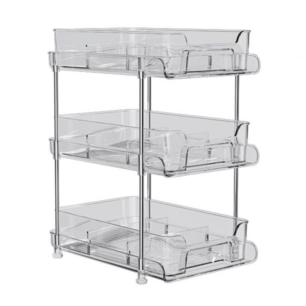 Estante de Almacenamiento para Baño, Organizador de Gabinete Extraíble, Estantes de Escritorio, Estante para Carrito de Ducha, Bandeja de Tocador para 3 Niveles 29x21.2x37cm Sunnimix Estante de baño