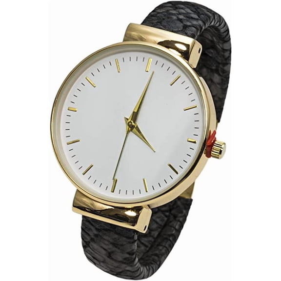 Blekon Collections Japanese Quartz 34mm Alloy Case Synthetic Leather Cuff Bangle Watch