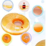 Orange Slice Inflatable Pool Float for Adults, Round Mesh Bottom Water Lounger Float with Cup Holder & Handles for Pool, Lake, Beach Use