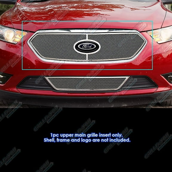 APS Compatible with Ford Taurus 2013-2019 SHO Logo Show Main Upper Stainless Steel Chrome Mesh Front Grill Grille Insert F75966T