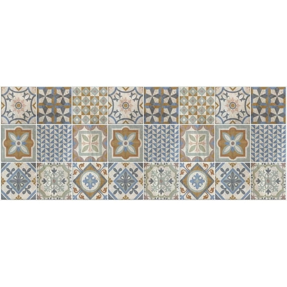 J&V TEXTILES Anti Fatigue Kitchen Runner Mat- 20" x 55" Oversized Long Non Slip PVC Rubber Kitchen Area Rug- Cushioned Comfort Mat with Foam Backing for Office Standing Desk [Brown Tiile]