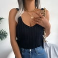 thumbnail image 6 of Wycnly Tank Tops for Women Sexy Slim Fit Knitted Hollowed Metal Strap Vest Summer Solid Round Neck Sleeveless Shirts Fashion Blouses Black s, 6 of 7