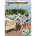 thumbnail image 5 of Outdoor Tablecloth with Umbrella Hole for Patio/Picnic/Party/Camping, Summer Fruits Waterproof Table Cloth Rectangle Table Cover Washable, Watermelon Berry Lemon Botanical Teal (54"x 80"), 5 of 8