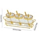 thumbnail image 3 of Set de 3 Tarros Herméticos para Condimentos con Cucharas, Caja de Almacenamiento de Especias de Plástico 350ml Cada Uno, Dorado Verde Transparente, Estante de Metal para Encimera de Cocina, 3 of 6