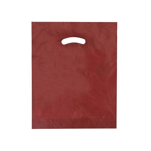Pack Of 1000, 12" x 15" Solid Burgundy Super Gloss Recycled Plastic Bags 1.25 Mil Made in USA