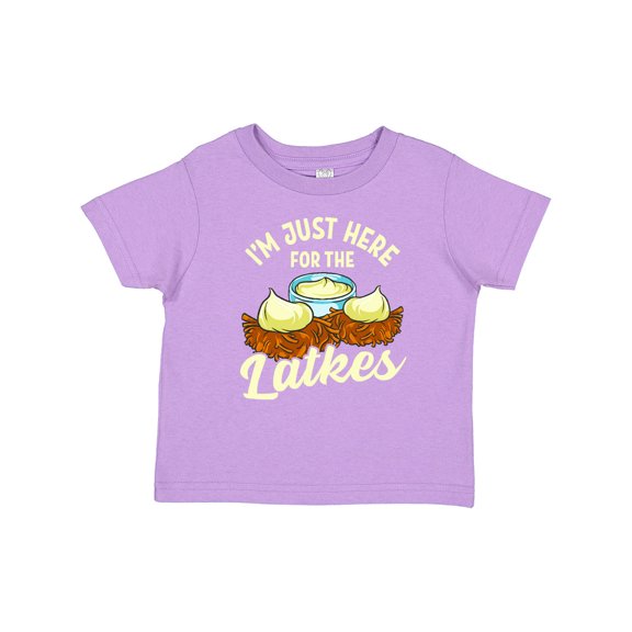 Inktastic Hanukkah Funny Here for Latkes Boys or Girls Toddler T-Shirt