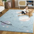 thumbnail image 3 of SAFAVIEH Carousel Kids Planets and Stars Area Rug, Teal/Orange, 5'3" x 5'3" Square, 3 of 11