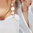 thumbnail image 5 of Yesbay Elegant Faux Pearls Long Earrings Pearls String Linear Dangle Wedding Party Gift-White, 5 of 5