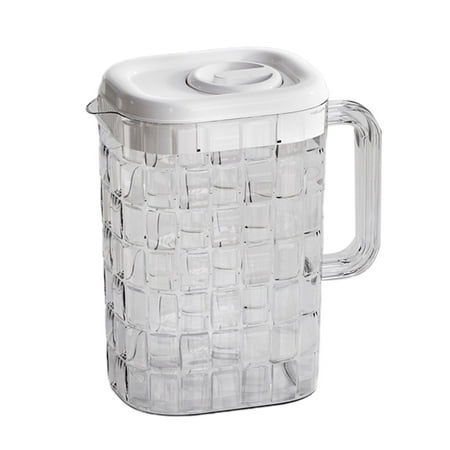 Gallickan 2 Quart Pitcher with Lid, Clear Water Jug for Fridge, BPA-Free Plastic Juice Mixing Pitcher, Handles for Ice Tea Hot Cold Coffee Mix Drinks, Clear