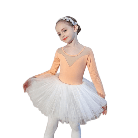 ‌LYMAYTER ‌Toddler Girls Long Sleeve Ballet Leotard Tutu Dress for 3Y-11Y Ballerina Dance Outfit