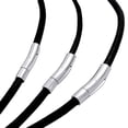 thumbnail image 3 of Collier pour Hommes Garçons Noir Rond en Similicuir avec Cordon et Cadenas en Acier Inoxydable Bijoux, 3 of 5