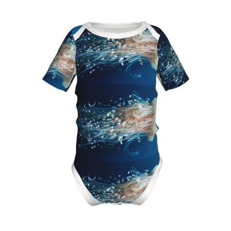 

Adobk White Jellyfish Dansing in the Ocean Print Baby Climbing Clothes Jumpsuit Rompers Classic Rompers Child Short sleeve Bodysuits-3 Months