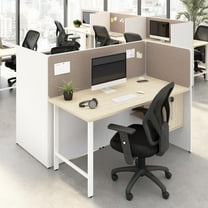 Hustle 60W 2 Person Cubicle with Tackboard in White/Elm - Engineered Wood