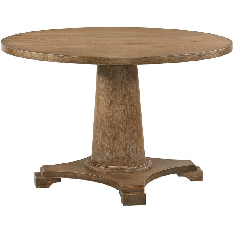 Acme Yotam Round Wooden Single Pedestal Dining Table in Salvaged Oak