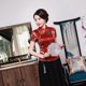 thumbnail image 4 of Cheongsam de satén corto de estilo primaveral y veraniego mejorado, ropa de mujer de talla grande para actuaciones, banquetes diarios, ropa para madres, 4 of 6