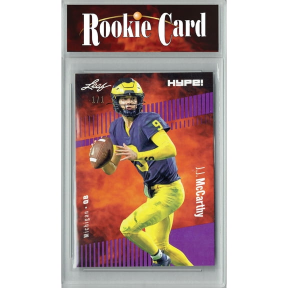 Certified Mint  J.J. McCarthy 2023 Leaf HYPE #122A Purple Blank Back #1/1 Rookie Card Minnesota Vikings
