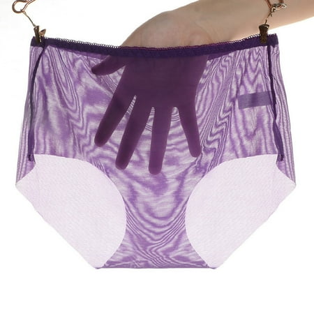 Rigardu Hot Sale!! 2025 Trendy Panties for Women Soft Mesh Underwear Cheeky High Cut Stretch Ladies Briefs Women s Full Transparent Crotch Waist Underwear Mesh Large Underwear Purple Xl