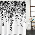 thumbnail image 3 of Grey Eucalyptus Waterproof Fabric Shower Curtain,Gradient Retro Watercolor Leaves Waterproof Fabric Shower Curtain for Bathroom Curtains Bathtubs Hotel Shower Curtains with 12 Hooks Extra Long 72x84, 3 of 8