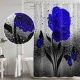 thumbnail image 5 of Blue Rose Shower Curtain, Waterproof Shower Curtains for Bathroom, Flower Raindrops Butterfly Grey Art Washable Fabric Bathtub Curtain Set Bath Decor with 12 Hooks Extra Long 72"x96", 5 of 8
