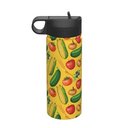 

Uemuo Colorful Vegetables Print 18oz Sports Insulated Kettle Water Bottle Outdoor Sports Bottle Insulated Hydration Bottle with Handle & Flip Straw