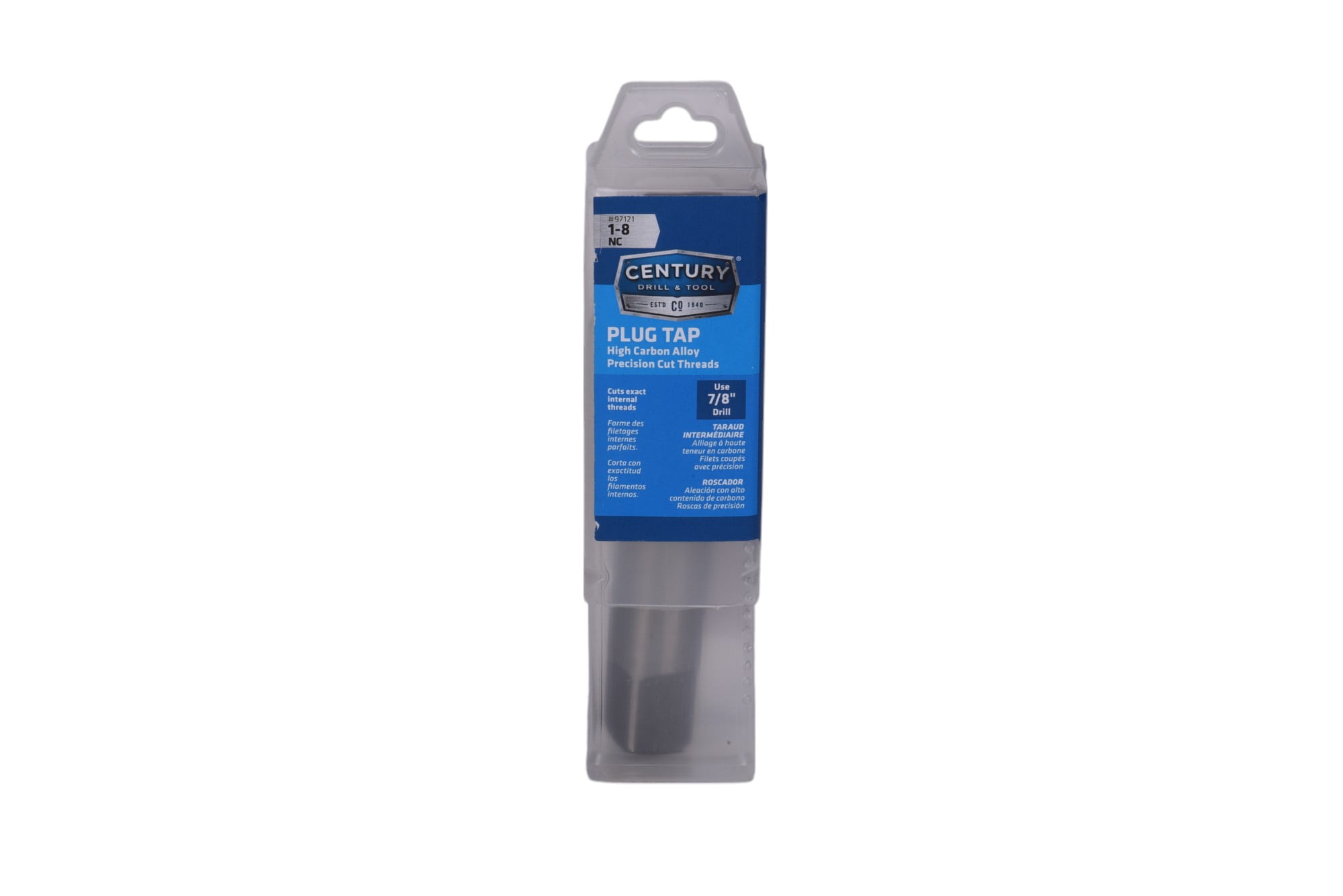 Century Drill & Tool 97121 Fractional Plug Tap, 1-8 NC, Precision Cut Threads