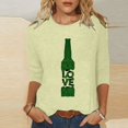 thumbnail image 2 of Pompotops T-Shirt Décontracté d'Été pour Femmes avec Imprimé Bière, Col Rond, Manches 3/4, Coupe Ample en Solde, 2 of 5