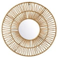 thumbnail image 1 of Decorative Woven Paper Rope Round Shape Bamboo Wood Modern Hanging Wall Mirror, 1 of 6