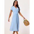 thumbnail image 2 of DARING DIVA Wrap V Neck Flowy Pleated Midi Dress XL Blue, 2 of 6