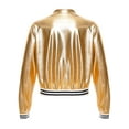 thumbnail image 2 of Moggemol Kids Girls Bomber Jacket Hip Hop Latin Jazz Dance Outfit Long Sleeve Zip Up Coat Party Gold 6, 2 of 7
