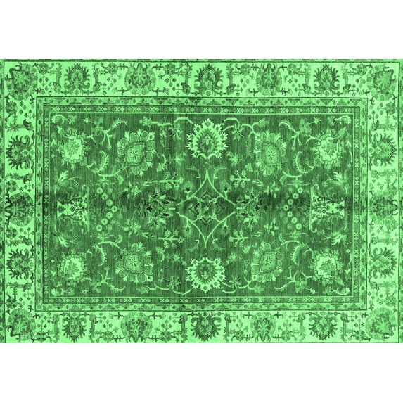 Ahgly Company Indoor Rectangle Abstract Emerald Green Modern Area Rugs, 7' x 9'