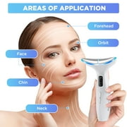 Face Massager Tool,3-in-1 Facial & Neck Beauty Tool with LED Light, Gentle Heat, and Vibration Functions (White)